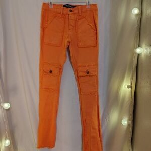 Men's Valabasas Orange Frayed Cargo Pants